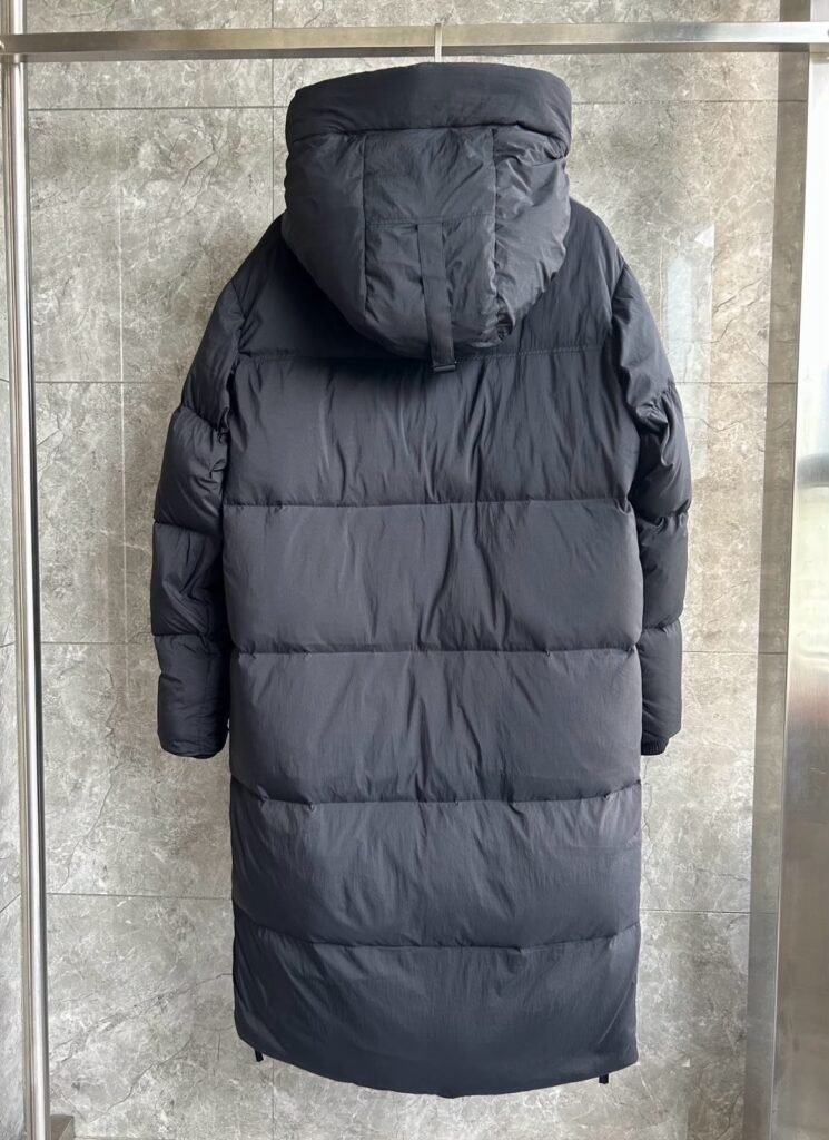 Lawrence Long Red Logo Puffer Jacket Black