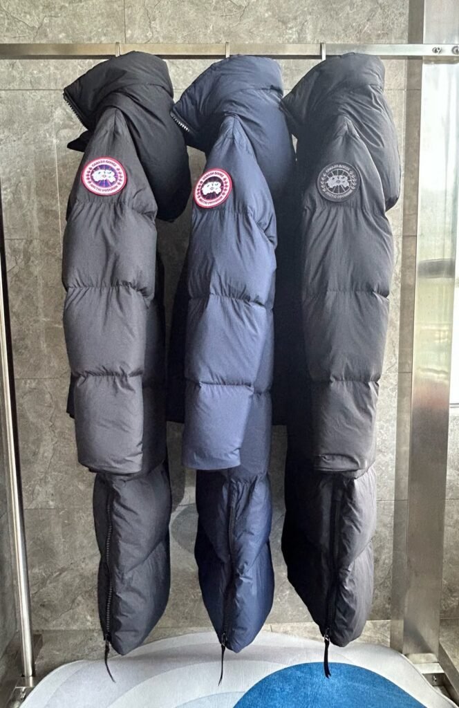 Lawrence Long Red Logo Puffer Jacket Black