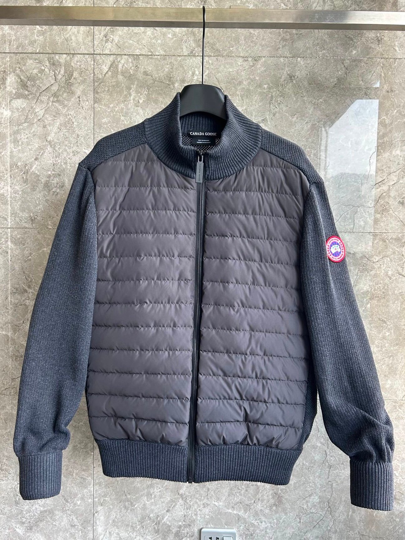 HyBridge Huron Red Logo Knit Jacket Grey