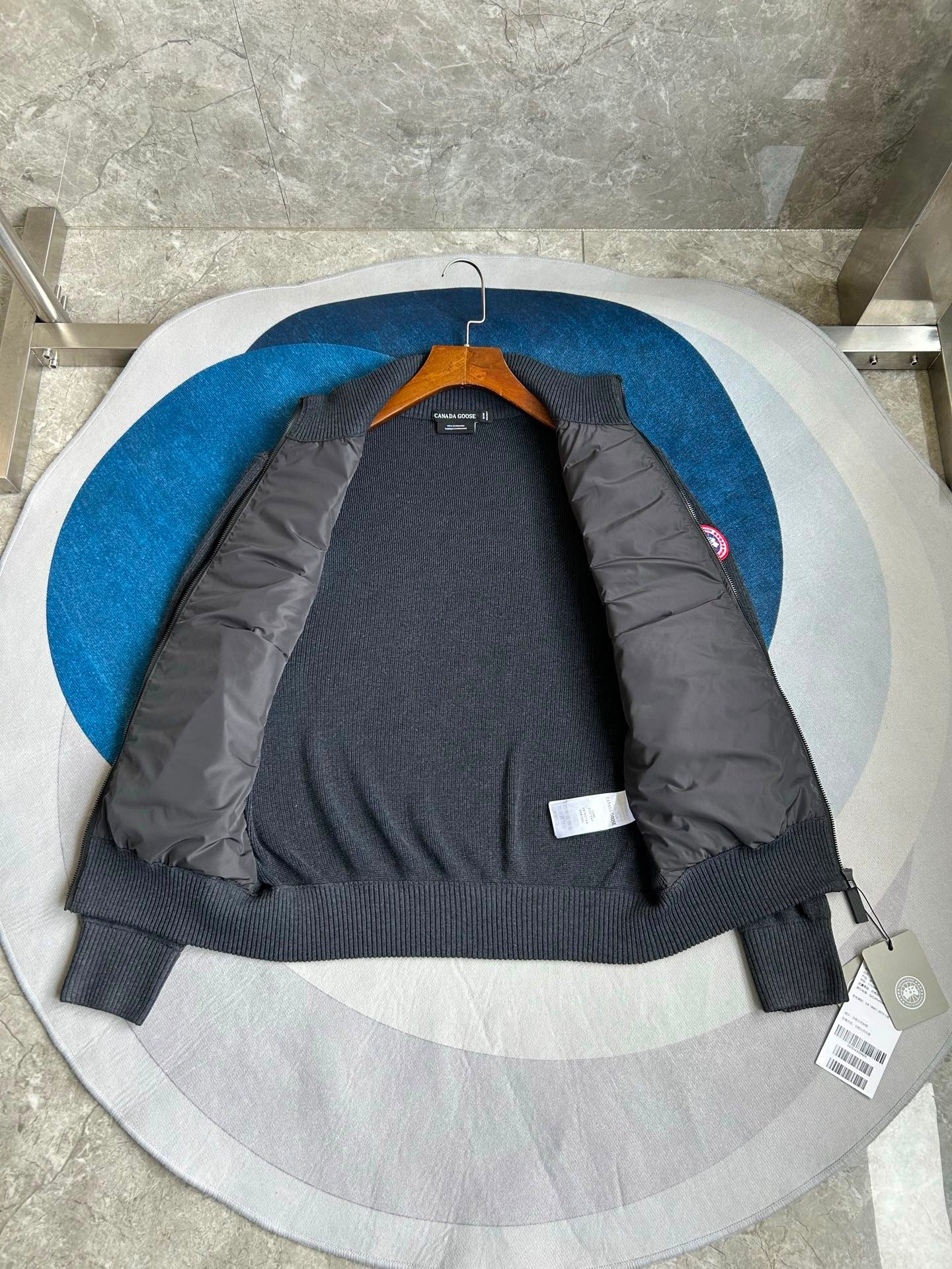 HyBridge Huron Red Logo Knit Jacket Grey