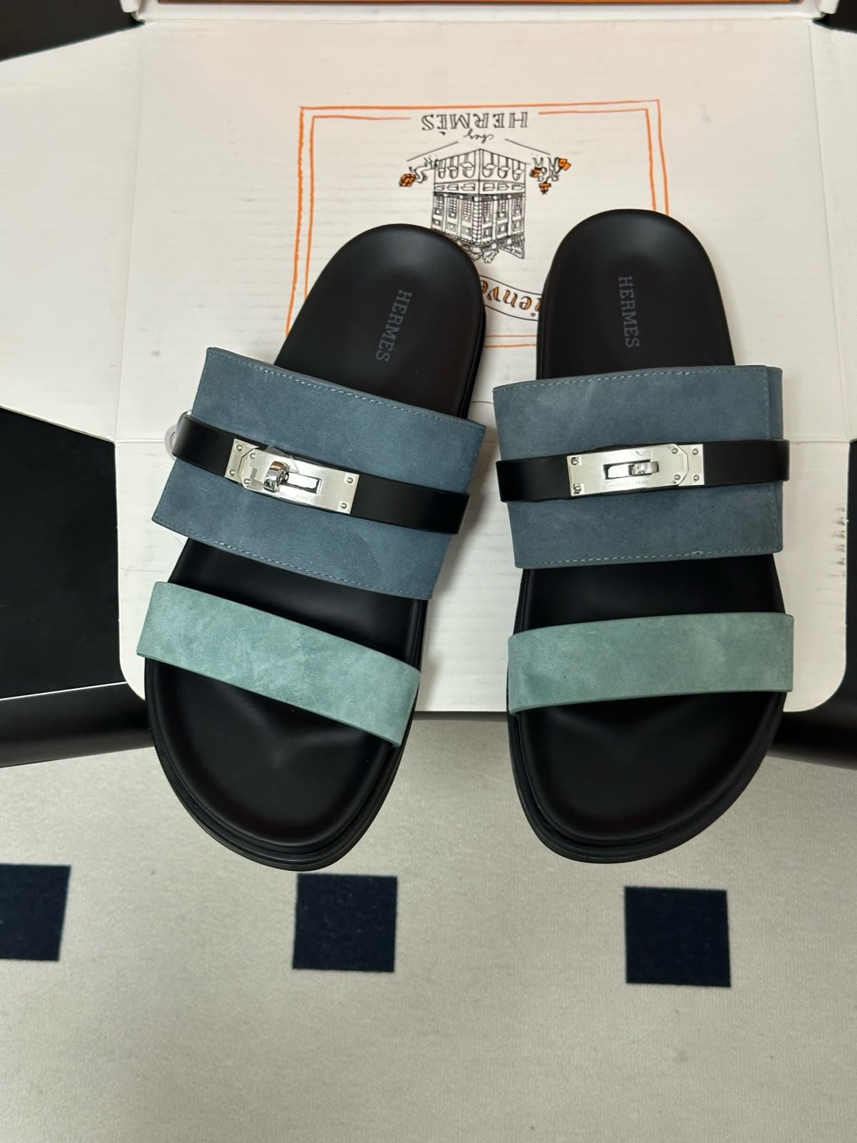 Jackson Suede Sandals Blue Mint
