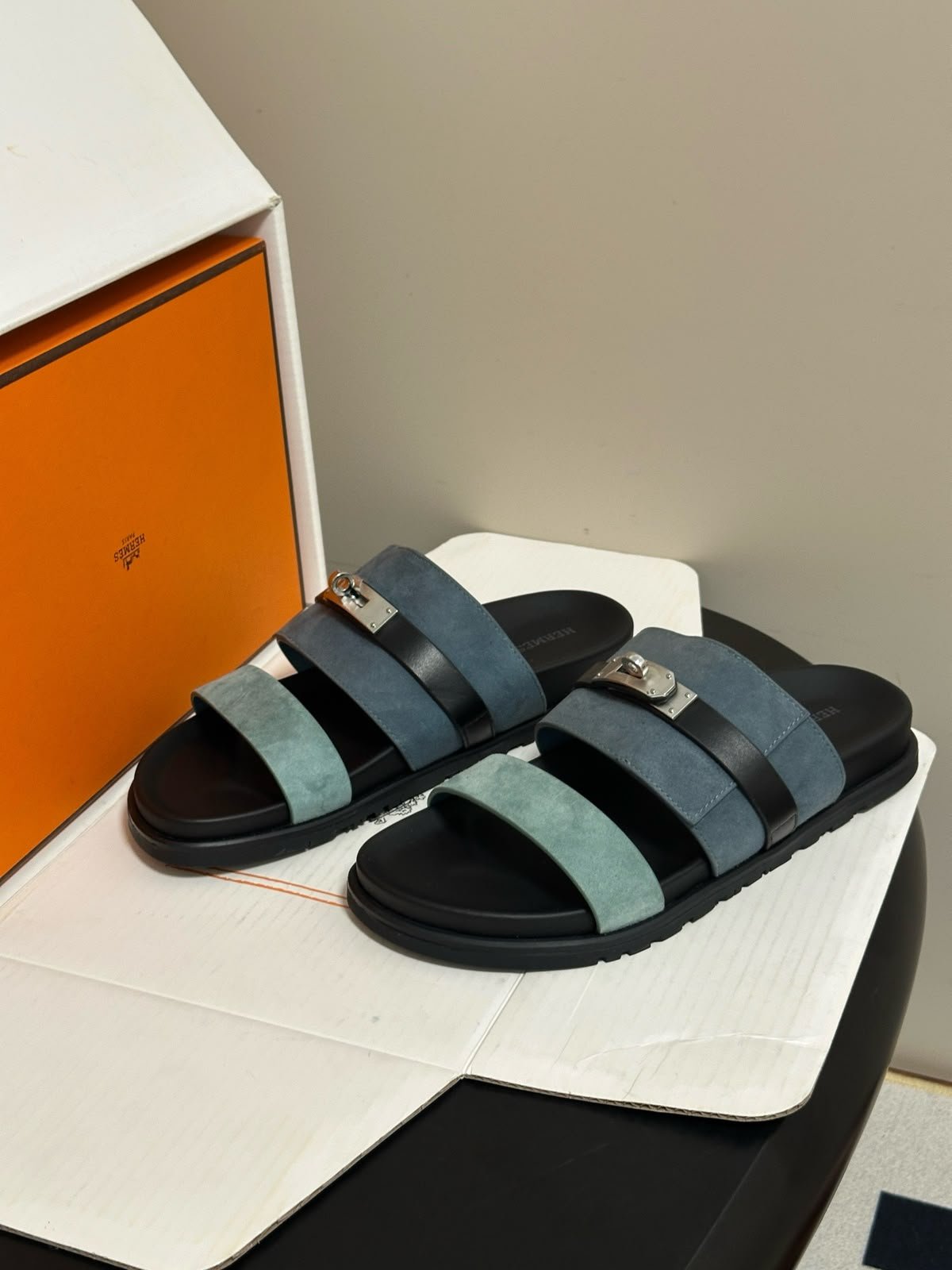 Jackson Suede Sandals Blue Mint