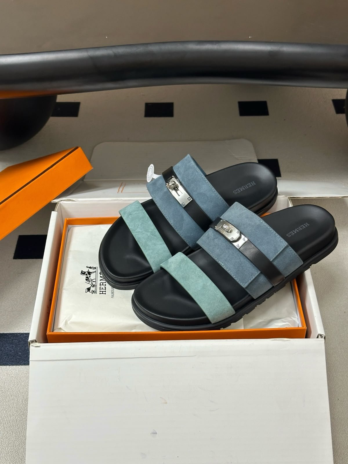 Jackson Suede Sandals Blue Mint