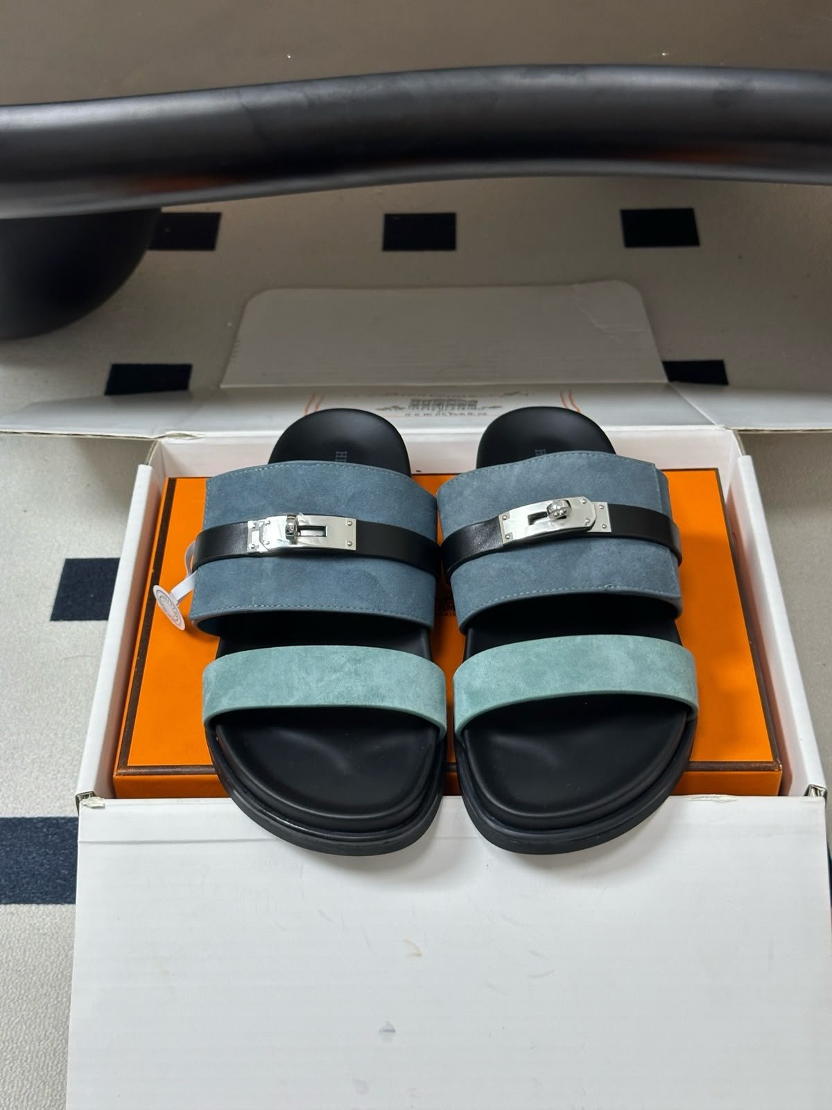 Jackson Suede Sandals Blue Mint