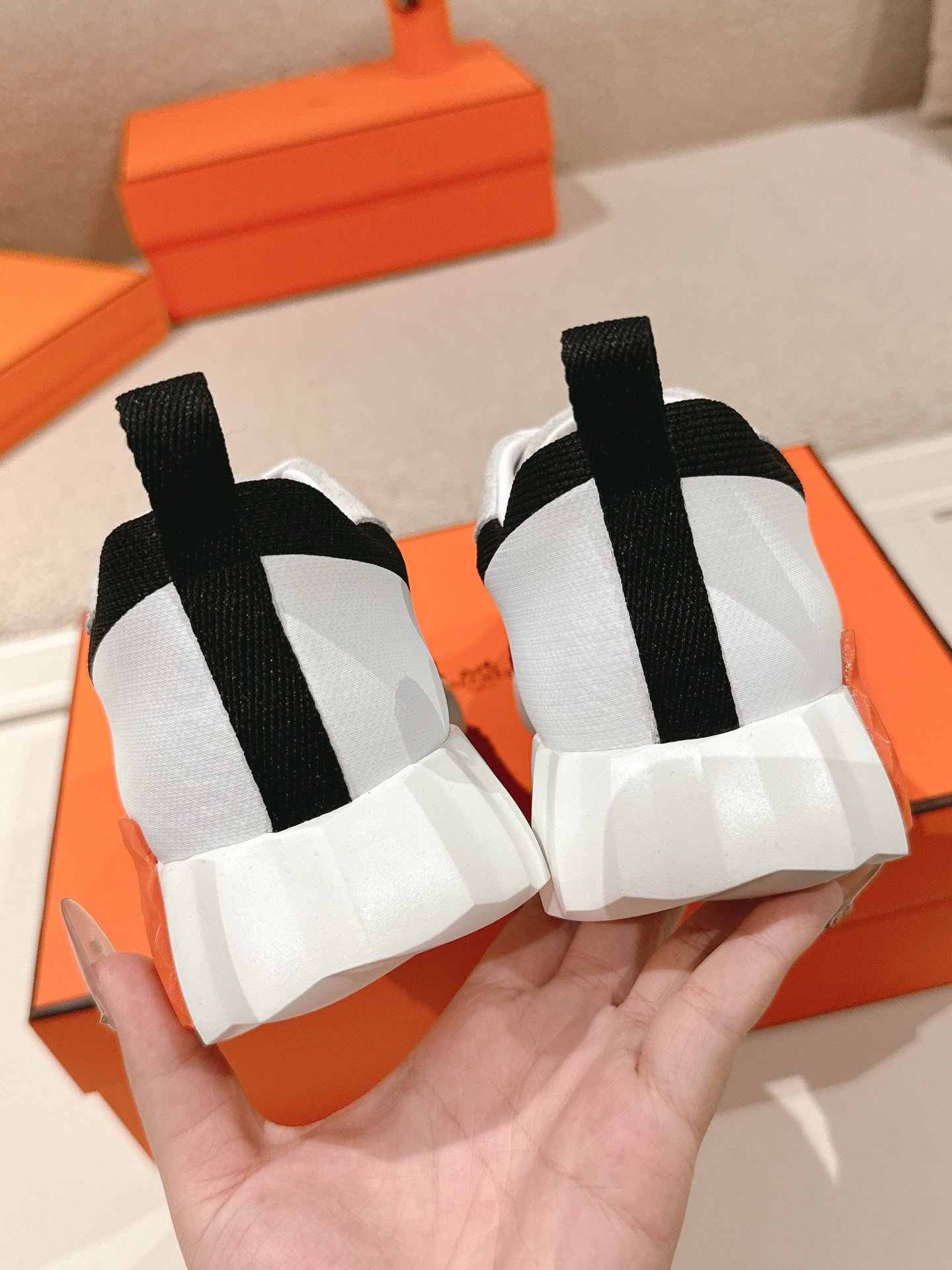 Bouncing Sneakers Black White Orange