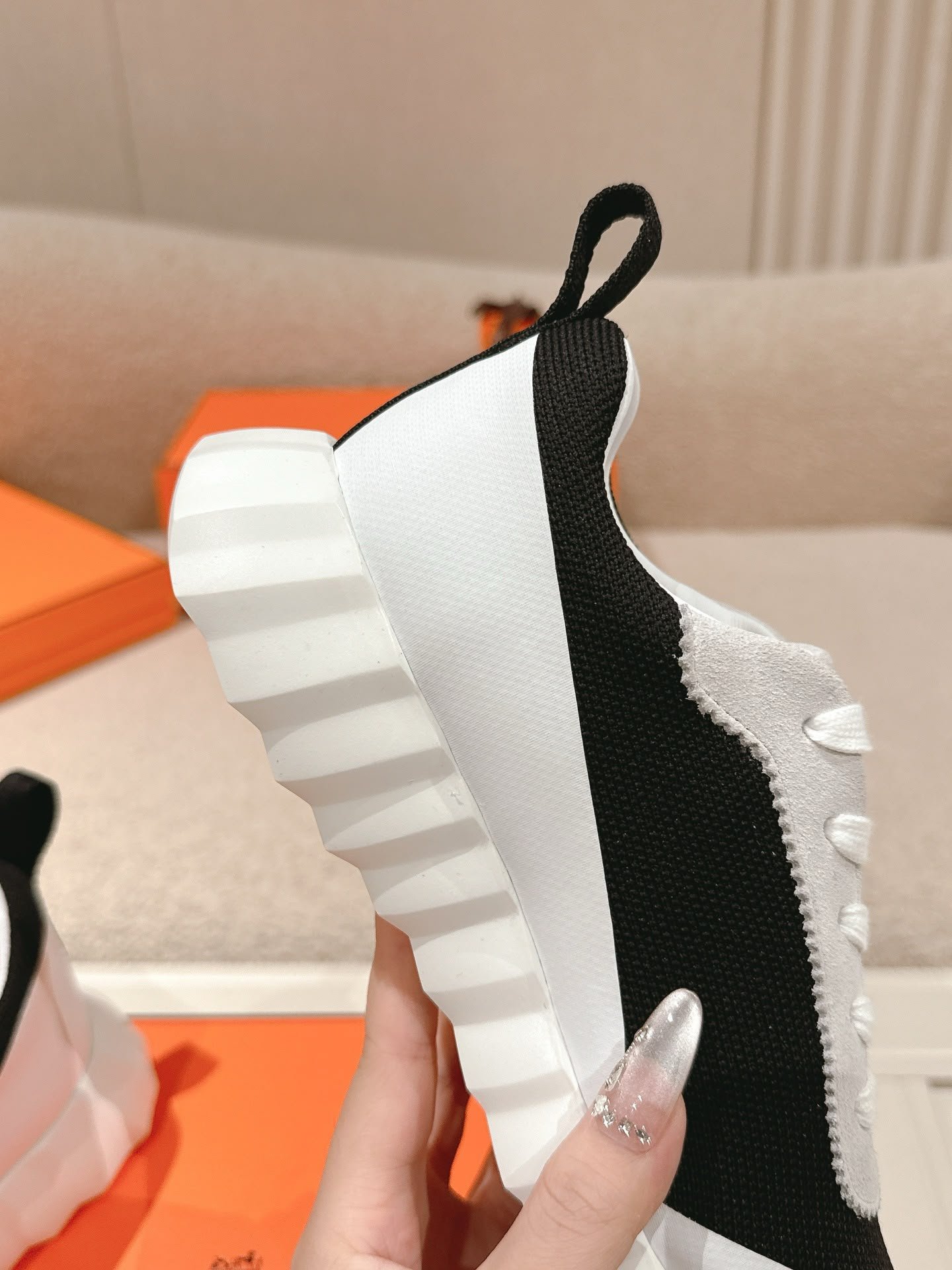 Bouncing Sneakers Black White Orange