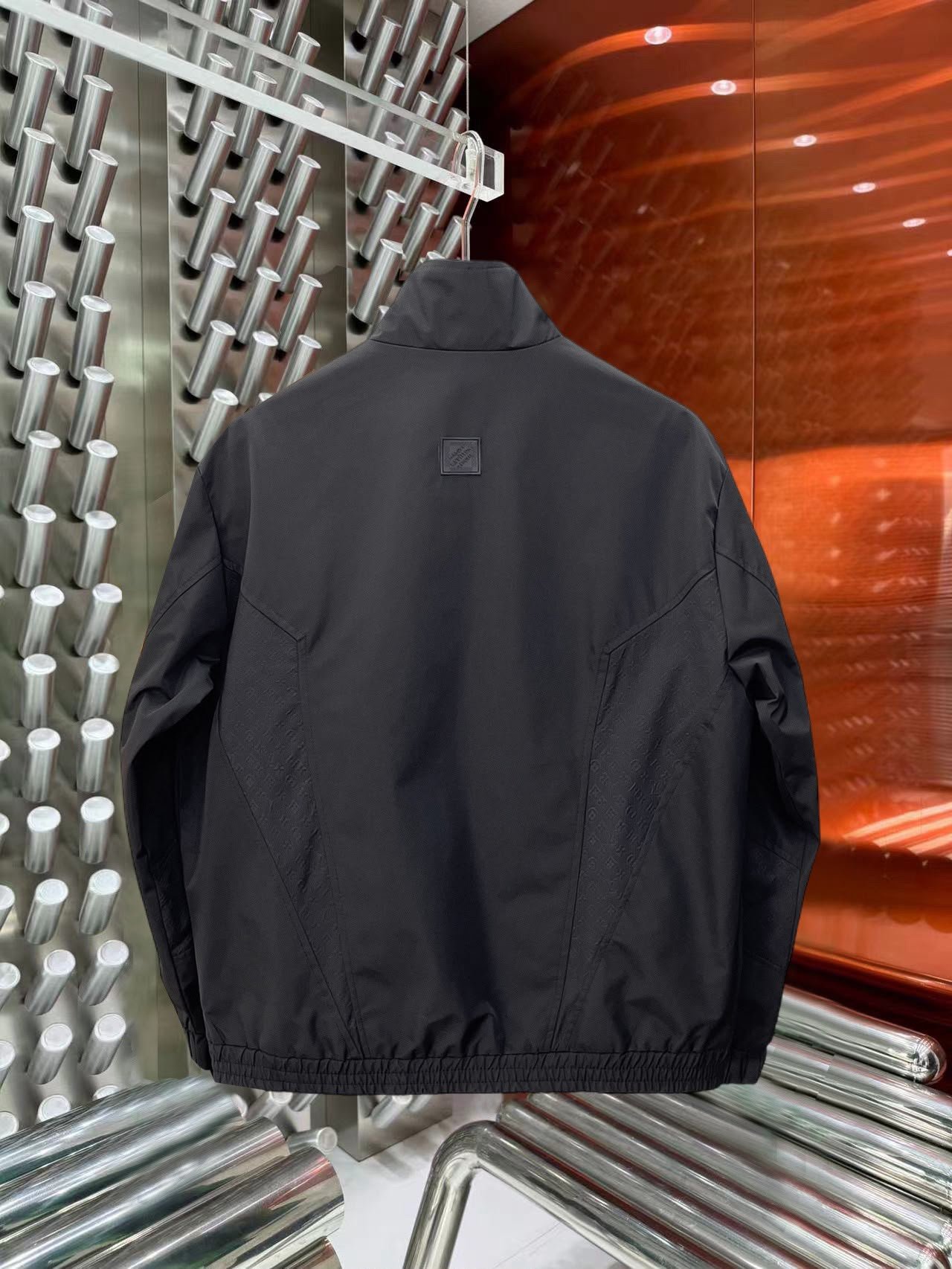 Monogram Zip-Up Windbreaker Black