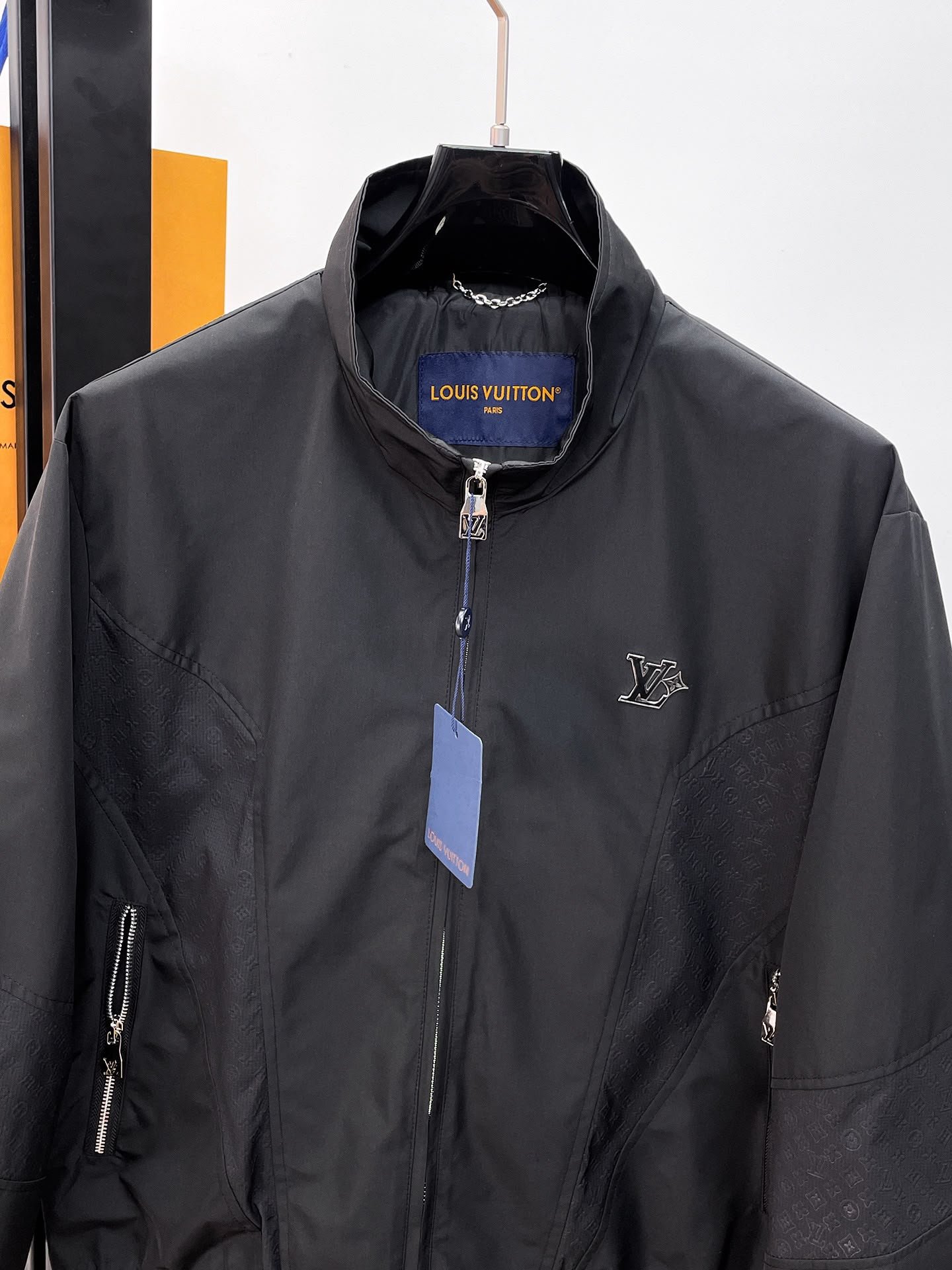 Monogram Zip-Up Windbreaker Black