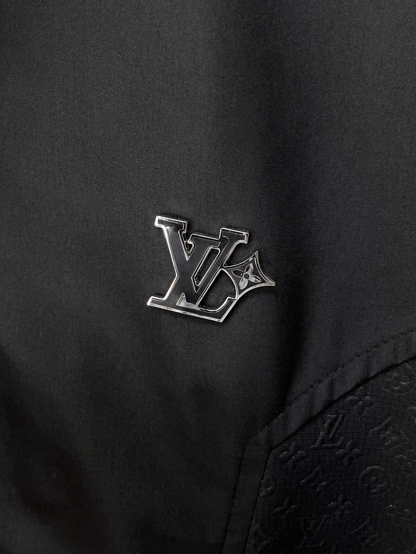 Monogram Zip-Up Windbreaker Black