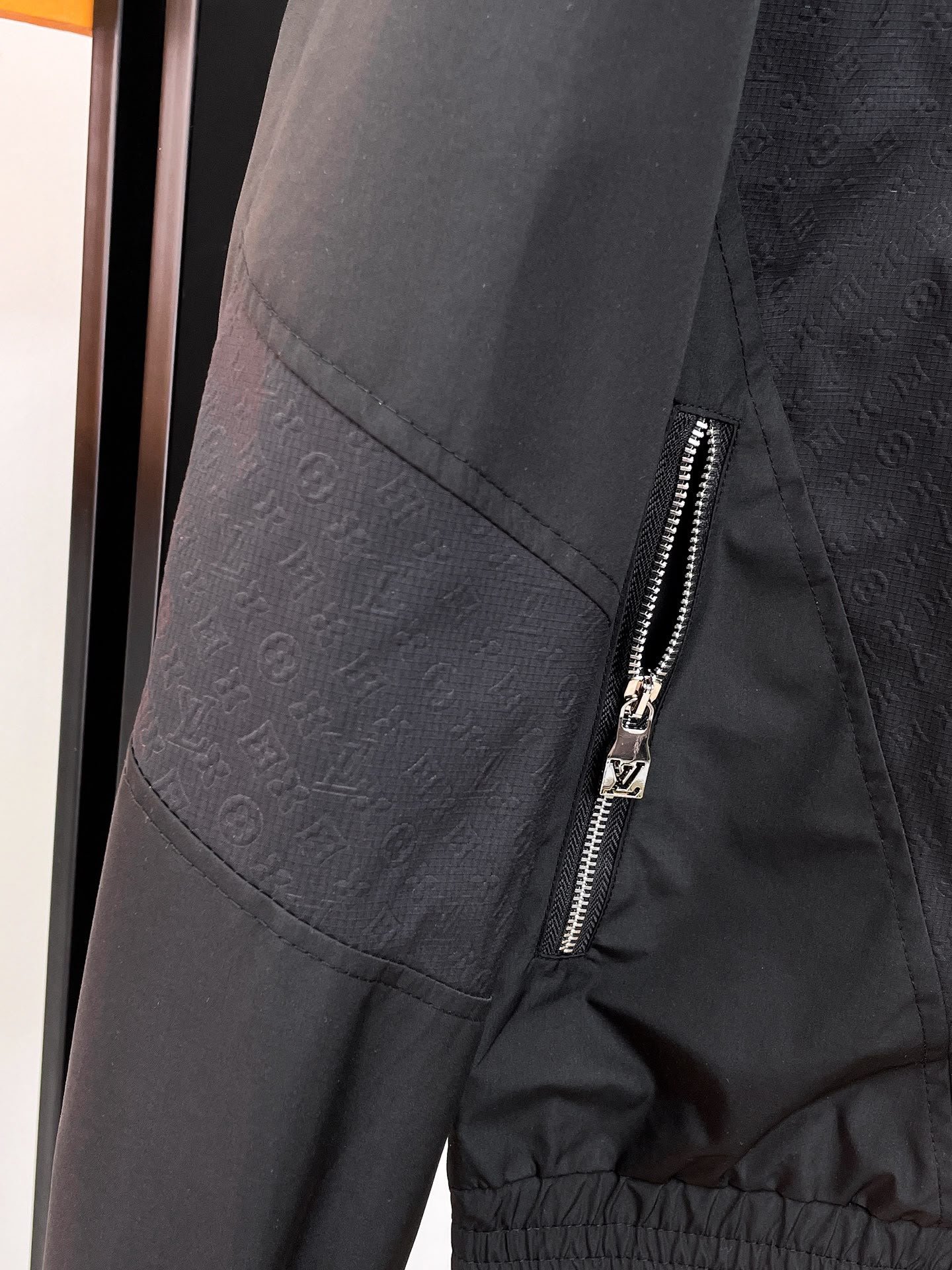 Monogram Zip-Up Windbreaker Black